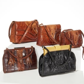 Group of Alligator Crocodile taxidermy handbags