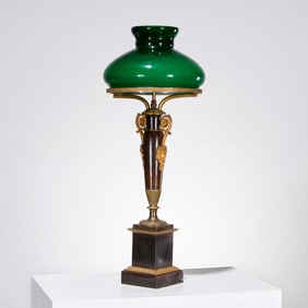 Empire gilt and patinated bronze table lamp