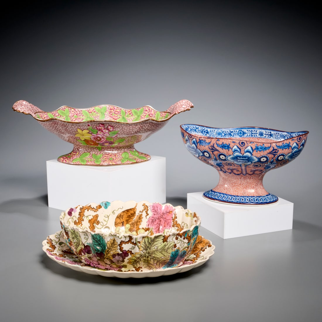 (3) Antique English transferware serving bowls (1 of 6)