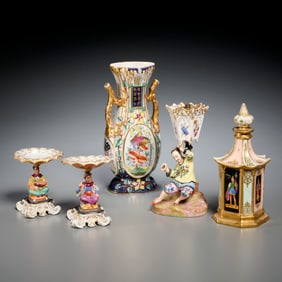Antique French porcelain Chinoiserie group