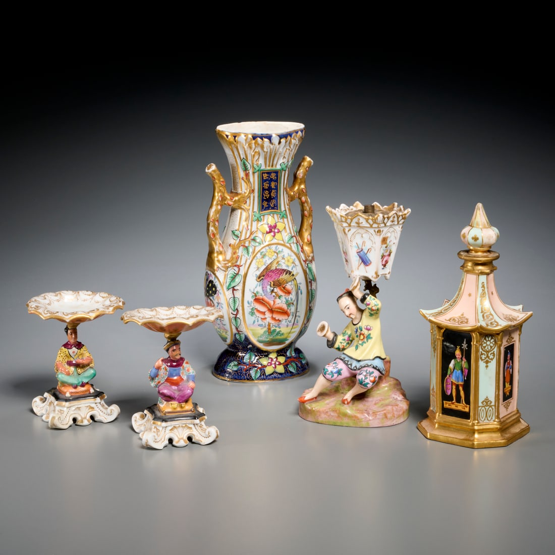 Antique French porcelain Chinoiserie group (1 of 6)