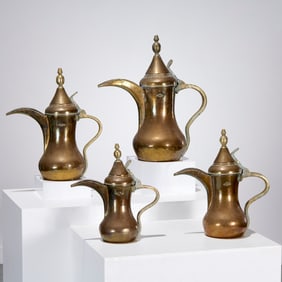 Group (4) vintage Ottoman dallah coffee pots