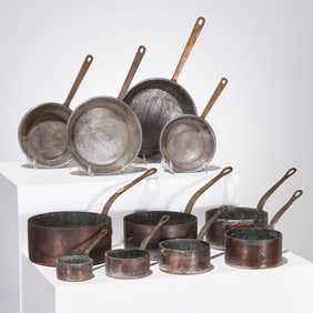 Old French copper Batterie de Cuisine