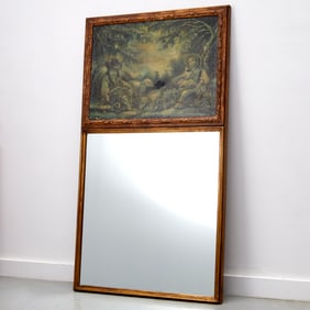Large Louis XVI style painted trumeau mirror