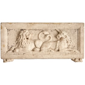 Antique English architectural limestone plaque
