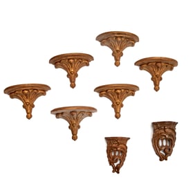 (4) Pairs antique Continental carved wall brackets