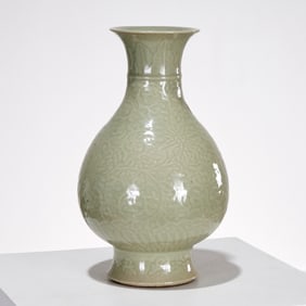 Chinese carved celadon porcelain vase