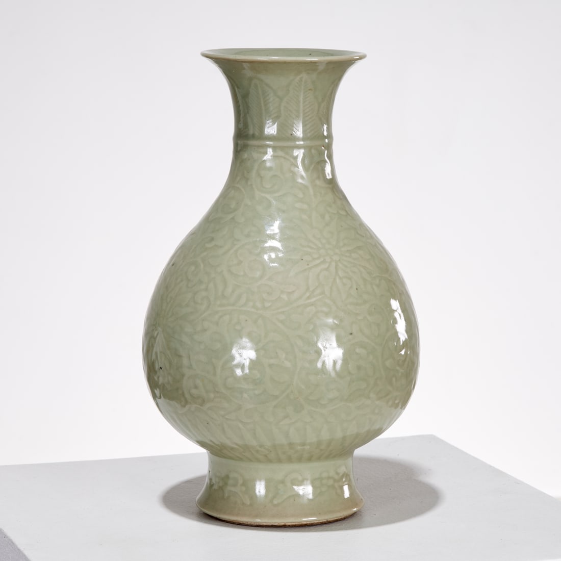 Chinese carved celadon porcelain vase (1 of 4)