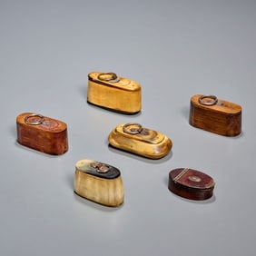 Group (6) antique Continental snuff boxes