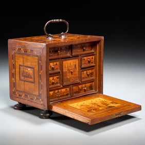 South German Baroque intarsia tabletop cabinet