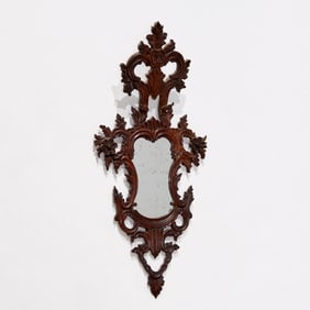 Italian Rococo carved walnut mirror