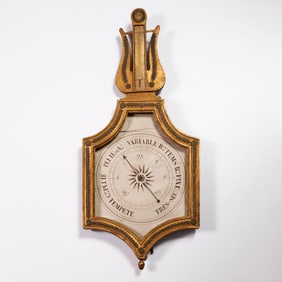 Louis XVI giltwood thermometer barometer