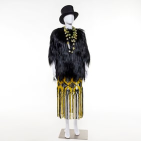 Proenza Schouler macrame fringe skirt, Fur jacket
