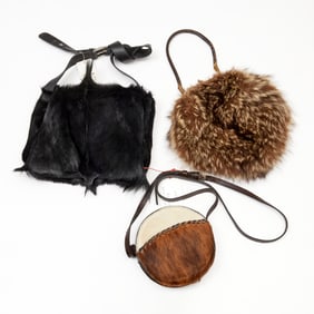 Group of Novelty fur handbags