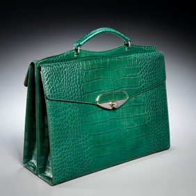 Furla Green leather attache tote