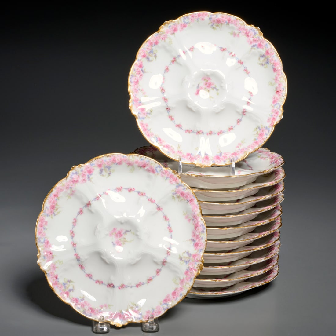 Gerard, Dufraissex & Abbot, set (12) oyster plates (1 of 4)