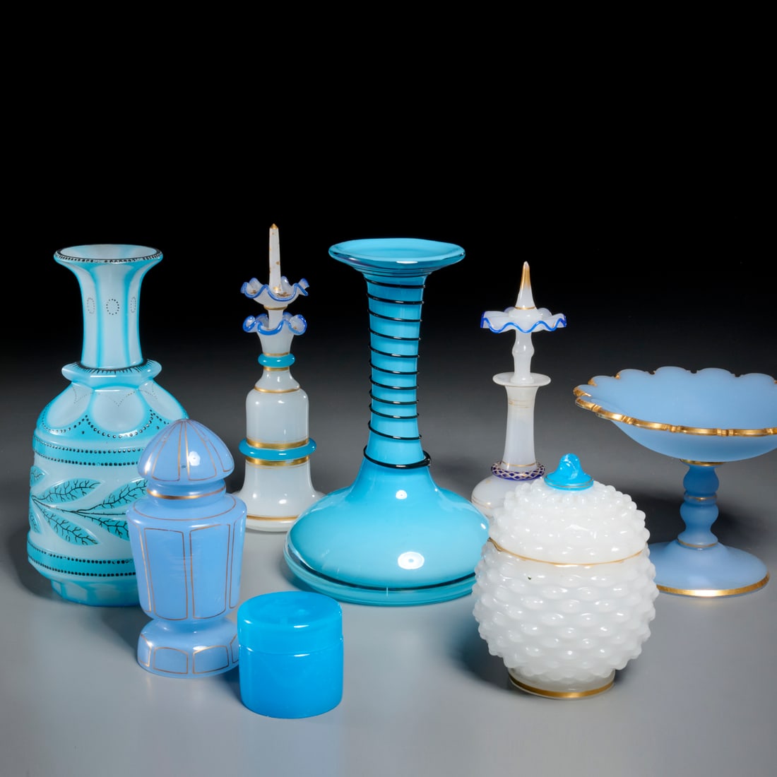 Group French and Bohemian opaline glass (1 of 8)