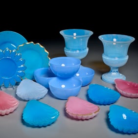 Napoleon III & Continental opaline glass group