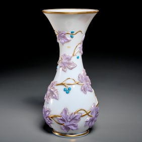 Baccarat opaline glass relief vase