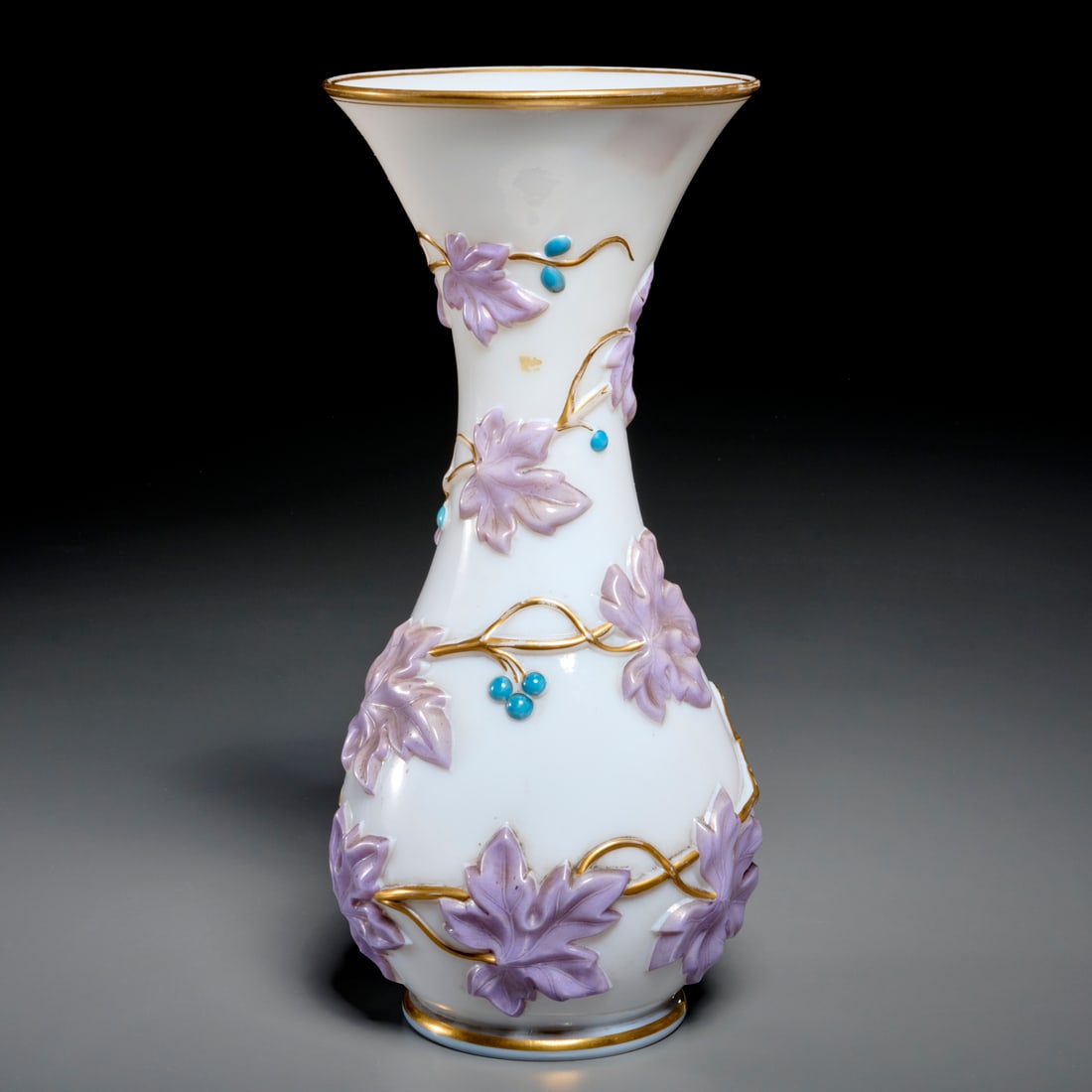 Baccarat opaline glass relief vase (1 of 5)
