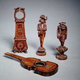 (4) Antique Continental carved wood novelties