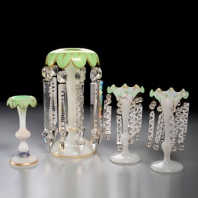 Group (4) Continental opaline glass lusters