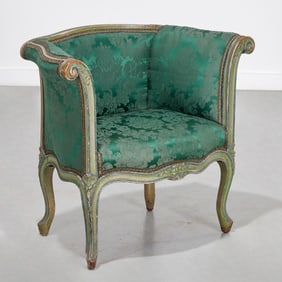 Antique Louis XV style painted bergere