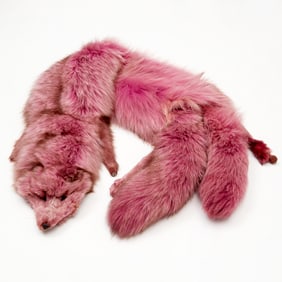 Pink fox fur stole