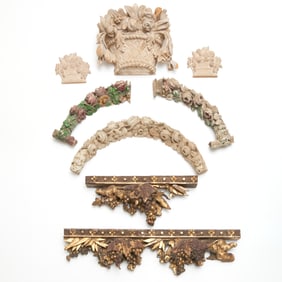 (9) Antique European architectural carvings