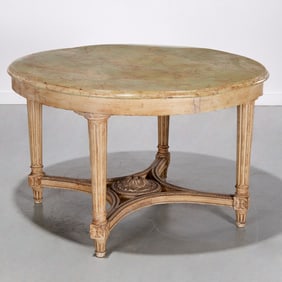 Antique Louis XVI style green-painted center table