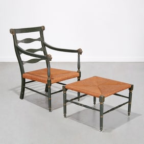 Italian Regency lounge chair and ottoman