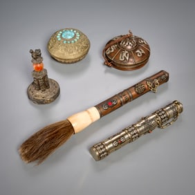 Group Tibetan mixed metal objects