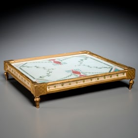 Italian Neoclassic hand painted fresco plateau