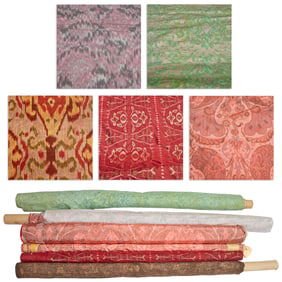 (6) Partial fabric bolts, incl. Ikat and Venetian