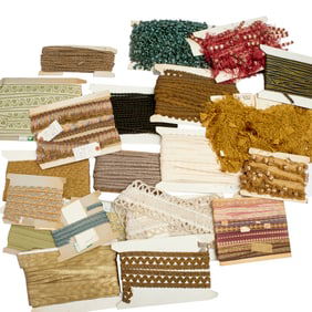 Group fine vintage textile trims and finishes