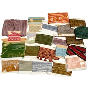 Group fine vintage textile trims and finishes