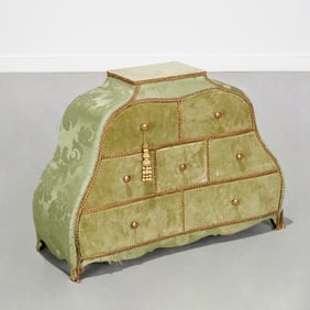 Louis XV style silk and velvet wrapped cartonnier