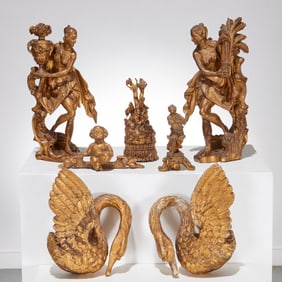 Group (7) Continental carved giltwood figures