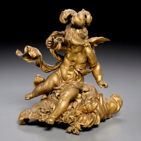 Francois Linke (attrib), large gilt bronze cupid