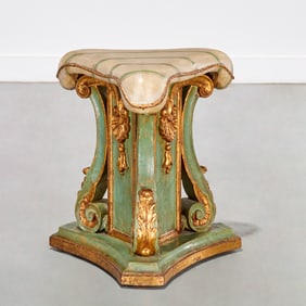 Venetian carved and trompe l'oeil painted stool