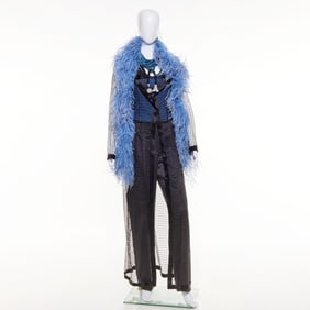 Fendi black silk pants, Beene crochet coat