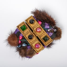 Rare Isabel Canovas bracelet with gilt metal & fur