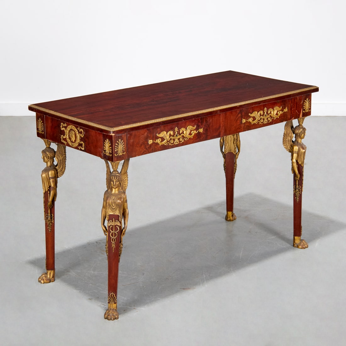 Antique French Empire style mahogany bureau plat (1 of 8)