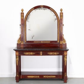 Empire bronze mounted mahogany table de toilette