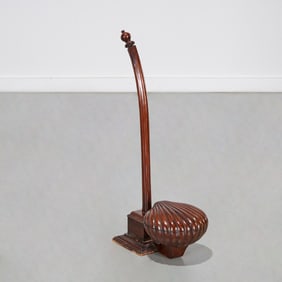 Antique shell-form mahogany cuspidor