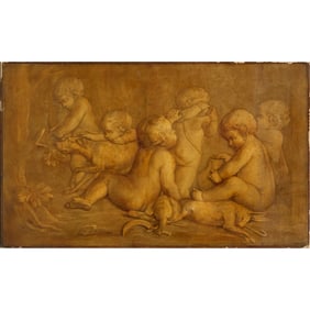French School, large trompe l'oeil painting