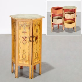 Italian paint decorated pedestal cabinet