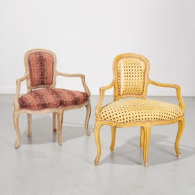 (2) Venetian Rococo style painted fauteuils