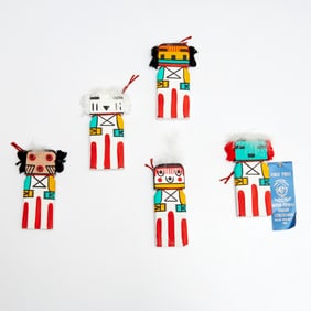 Ted Puhuyesva, (5) Hopi Kachina dolls