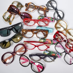 Group of Iris Apfel eyeglass frames